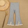 Girls' Spring/Fall Lace Trim Long Pants Baby Casual Design Split Bell-Bottom Pants