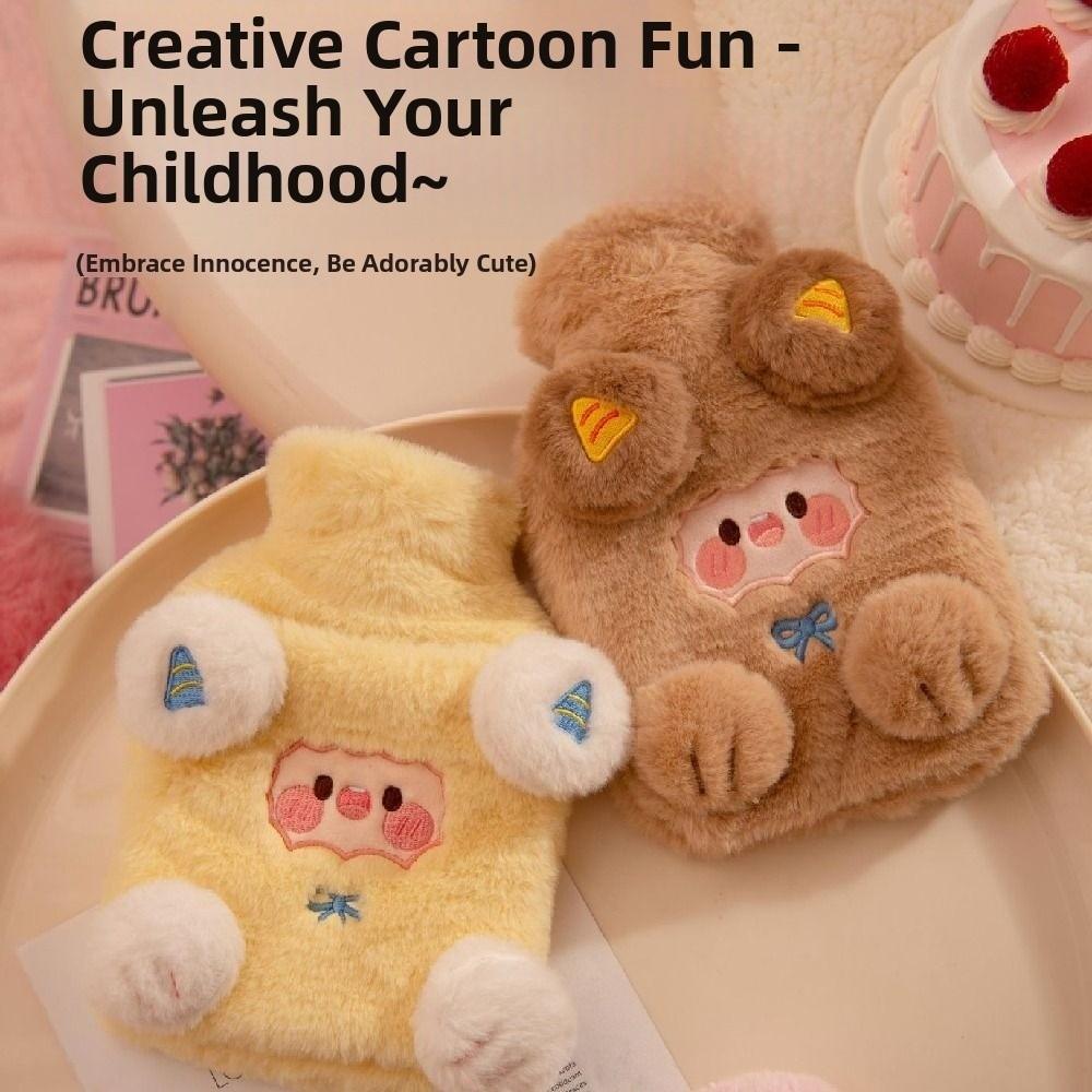 Cartoon Warm Water Bag Lamb Pattern Water-filling Bottle Soft Hot Water Bottles  Gifts