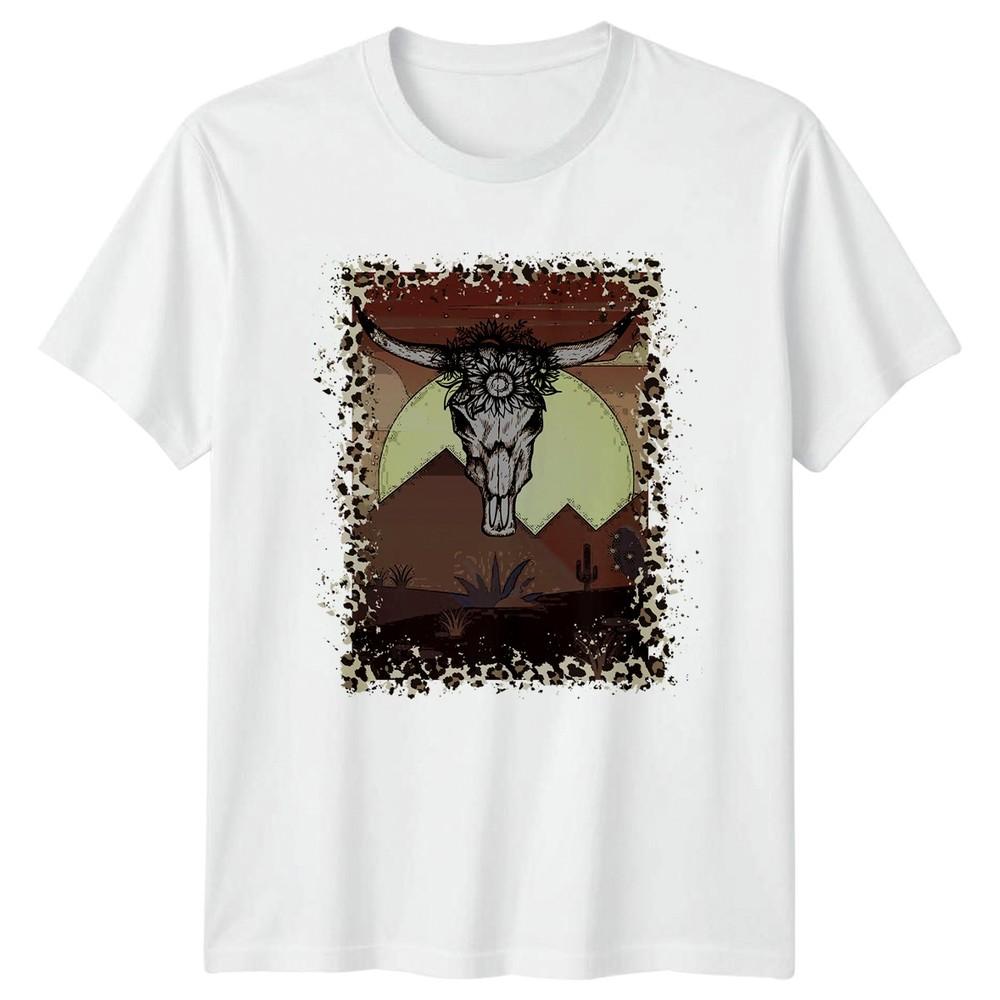 Sunflower Bull Skull Unisexs TShirt Boho Desert Western Birthday Gift For Her S