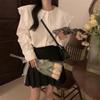 Solid Color Women's Shirt French Style Peter Pan Collar Single Breasted Female Long Sleeved Shirts Spring New Loose Sweet Ladies Front Open Top