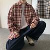 Spring Autumn Color Blocking Plaid Shirt Men's Casual Versatile Loose Lapel Shirt