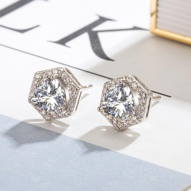 Exquisite Hexagonal Star Stud Earrings - Trendy Electroplated Copper Design