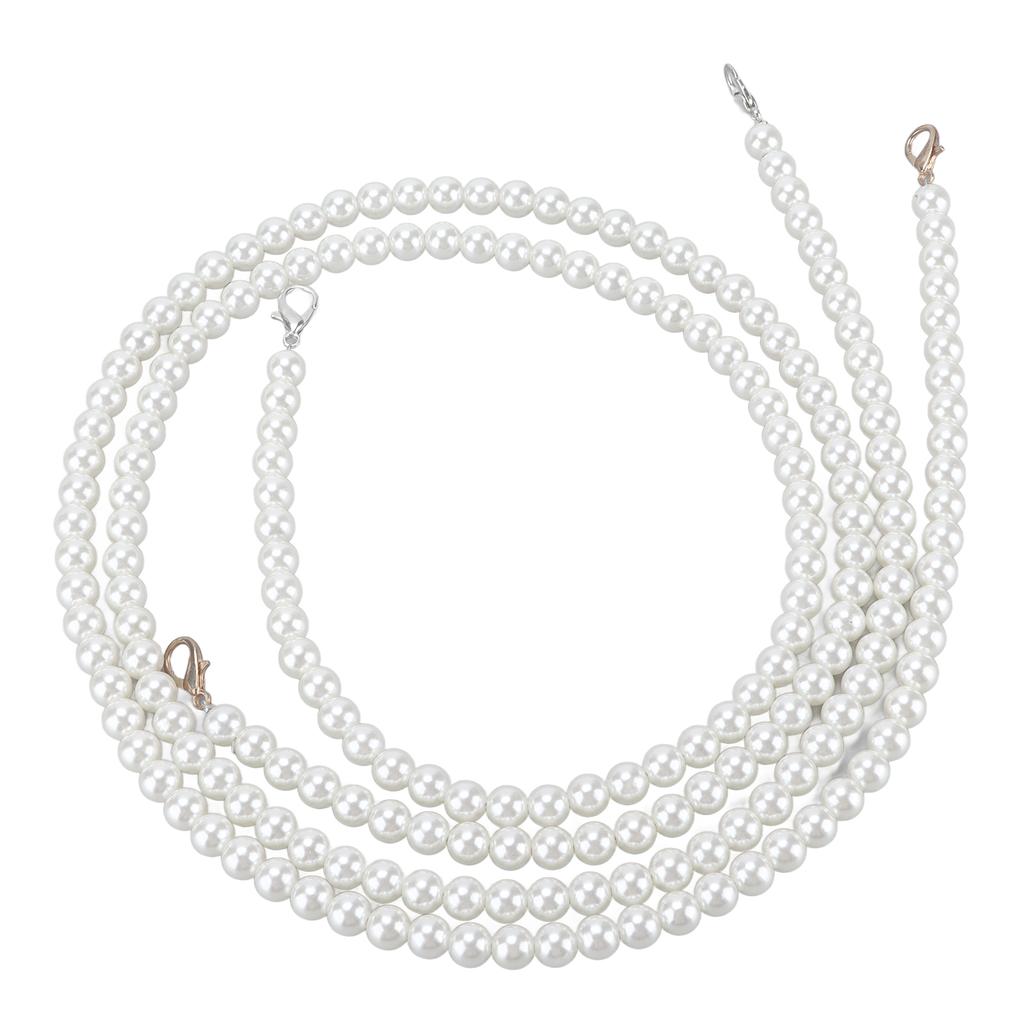 2Pcs Imitation Pearl Chains Purse Handle Strap Handbag Decoration Replacement Accessories for Women