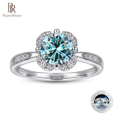 BagueRingen – bagues de luxe en argent Sterling 925, véritable Moissanite, 1ct, couleur rose, bleu, vert, pierre Moissanite, bijoux de fête de mariage