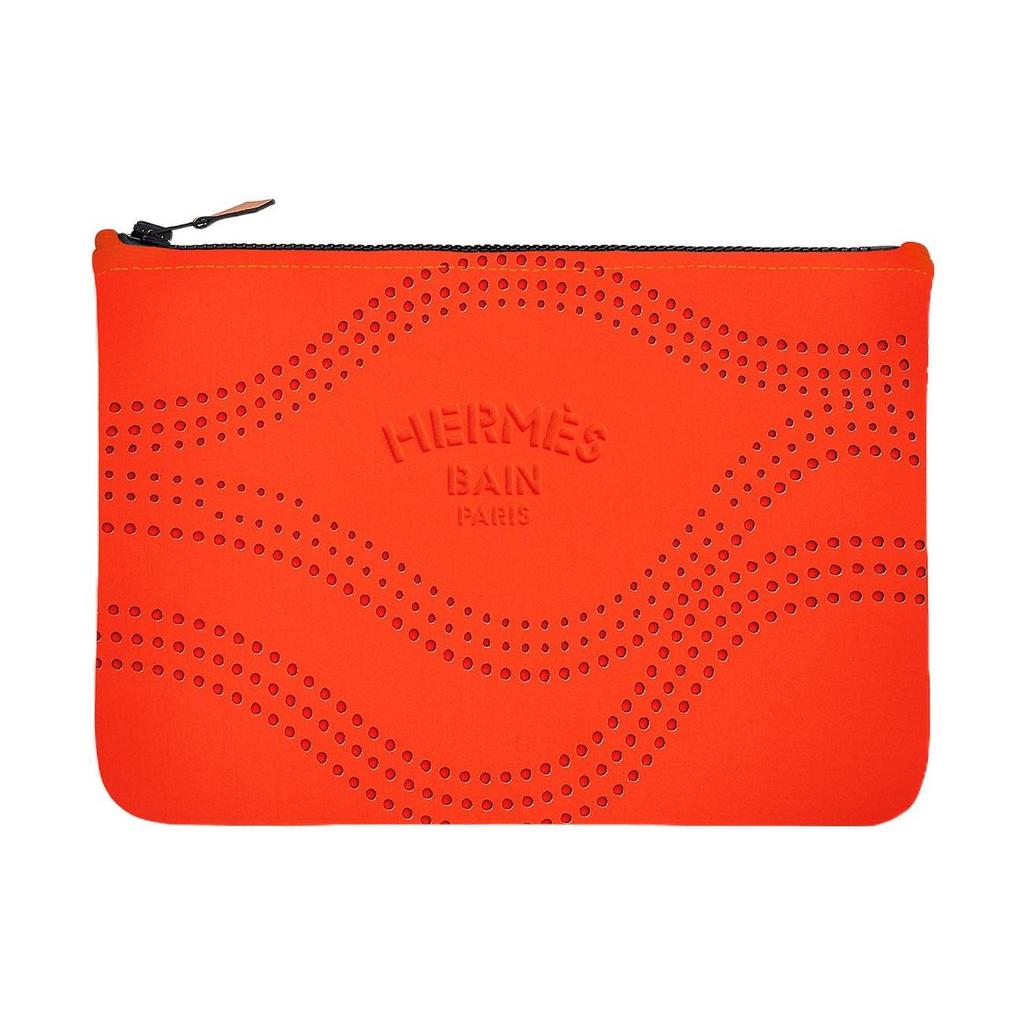 Hermes Neobain Waves Perforated Pattern Embossed Nylon Clutch Medium Women clutch Orange H103405M01
