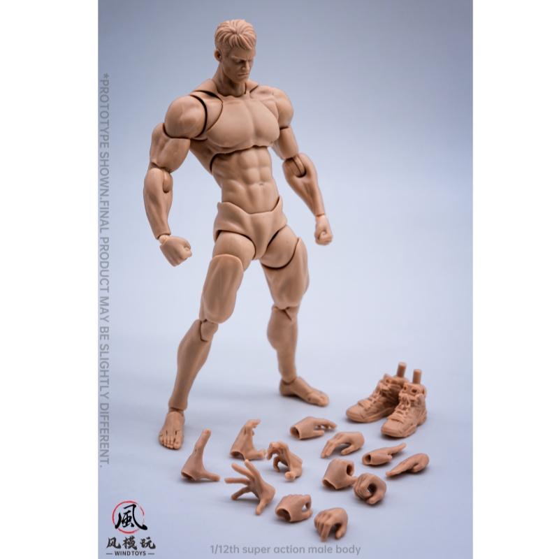 Wind Toys 1/12 Male Muscle Super Flexible Joint Body 16cm Man Action  Figure Doll Model with Head Sculpt 7 Pair of Hands Gift