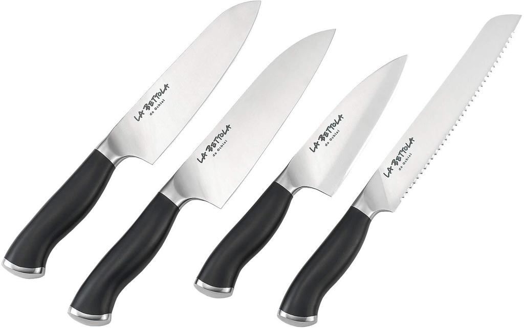 Tamahashi La Bettola Stainless Steel Knife 4-Piece Set, Black, LB-259