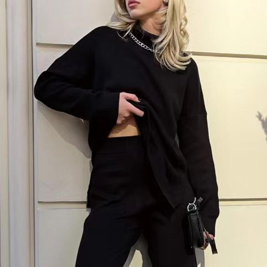 Trendy Oversized Knit Sweater with High Neck for Women - Autumn/Winter Ready
