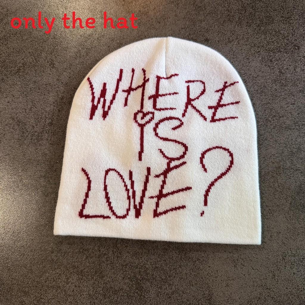 Simple Color Blocked Letter Pattern Neutral Casual Warm Knitted Hat Winter For