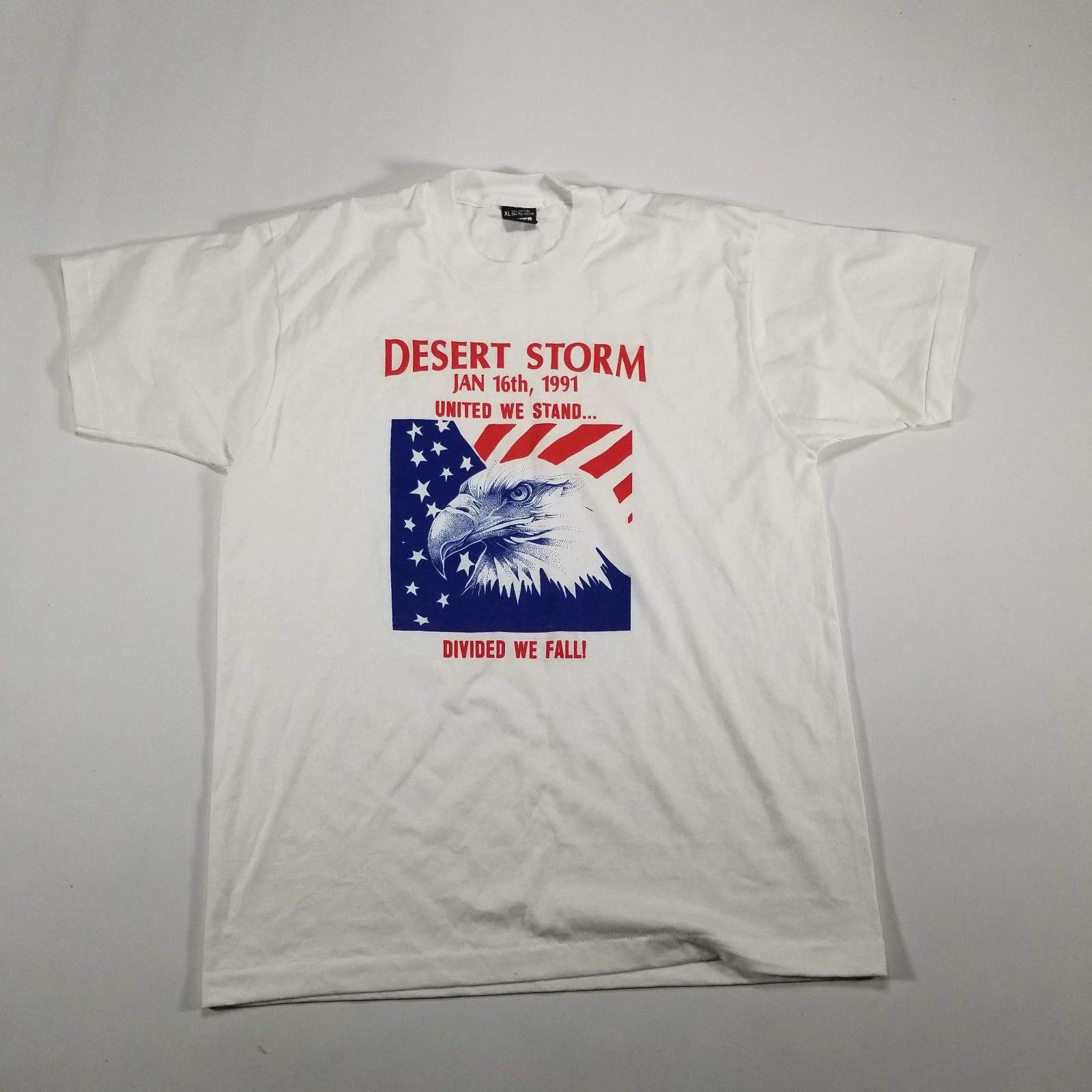 

VTG Desert Storm SCREEN STARS 1991 United We Stand Graphic T Shirt XL 50/50 USA 4XL