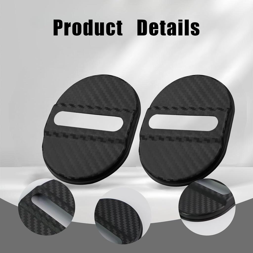 4 PCS Carbon Fiber Car Door Protector, Door Latch Lock Cover, Self-Adhesive Slam Stopper Shock Absorber, Universal Automotive Exterior Accessories