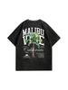 T-shirt Oversize a Maniche Corte 100% Cotone Stampa Doppia Faccia Palma di Malibu Lavata