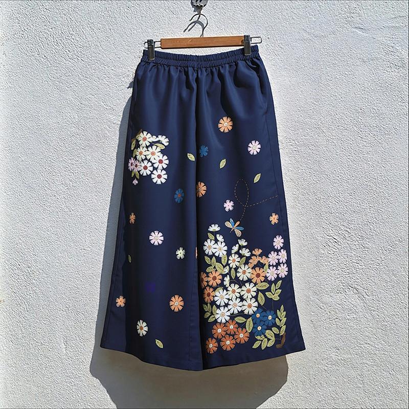 

ZANZEA Женские повседневные брюки с эластичной талией, свободного кроя, с цветочным принтом 2XL темно-синий