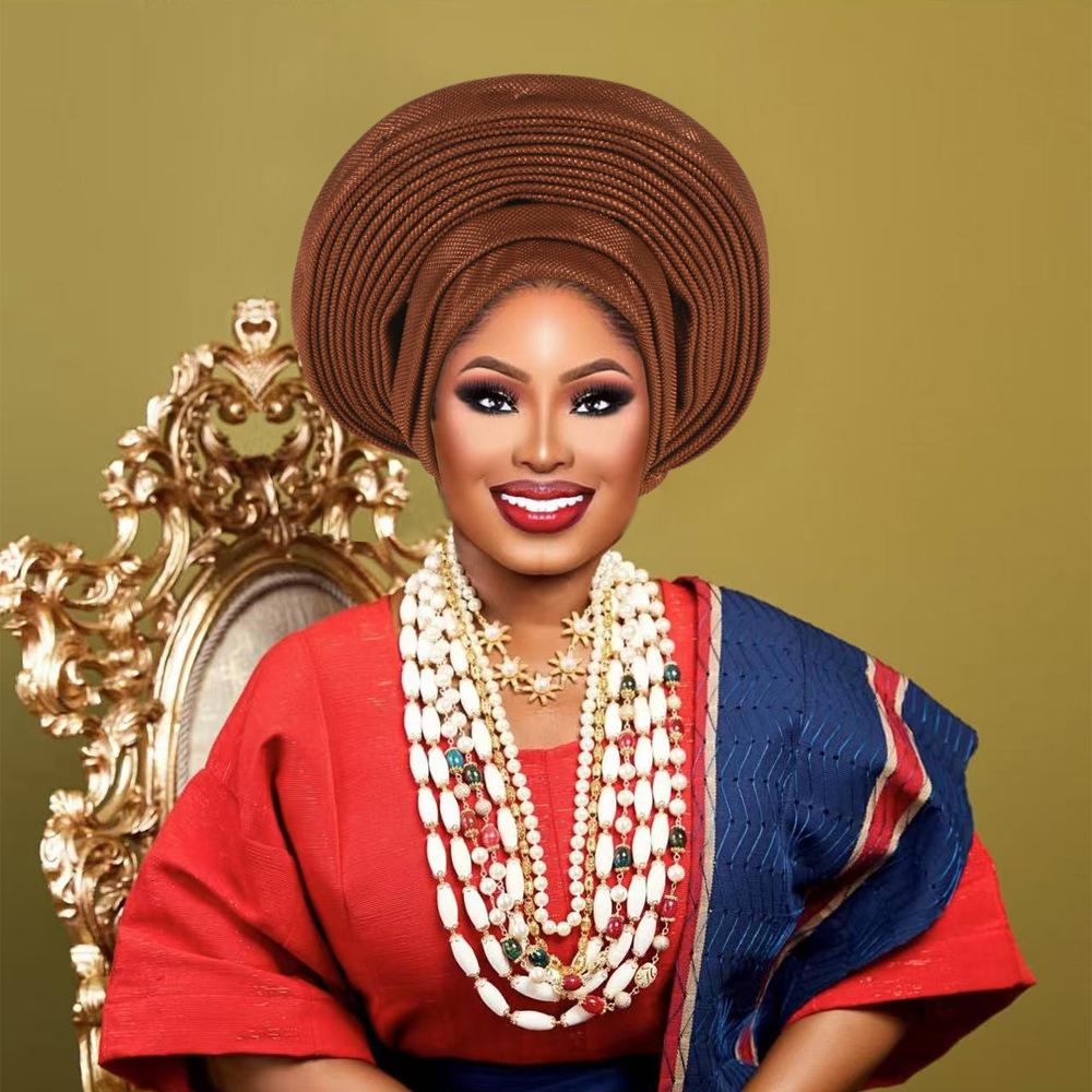 Nigeria Kopfbedeckungen Hochzeitsfeier Kopfschmuck Elegante Afrikanische Kopfbedeckung Turban Bereits Fertig Damen Auto Gele Damen Kopfwickel