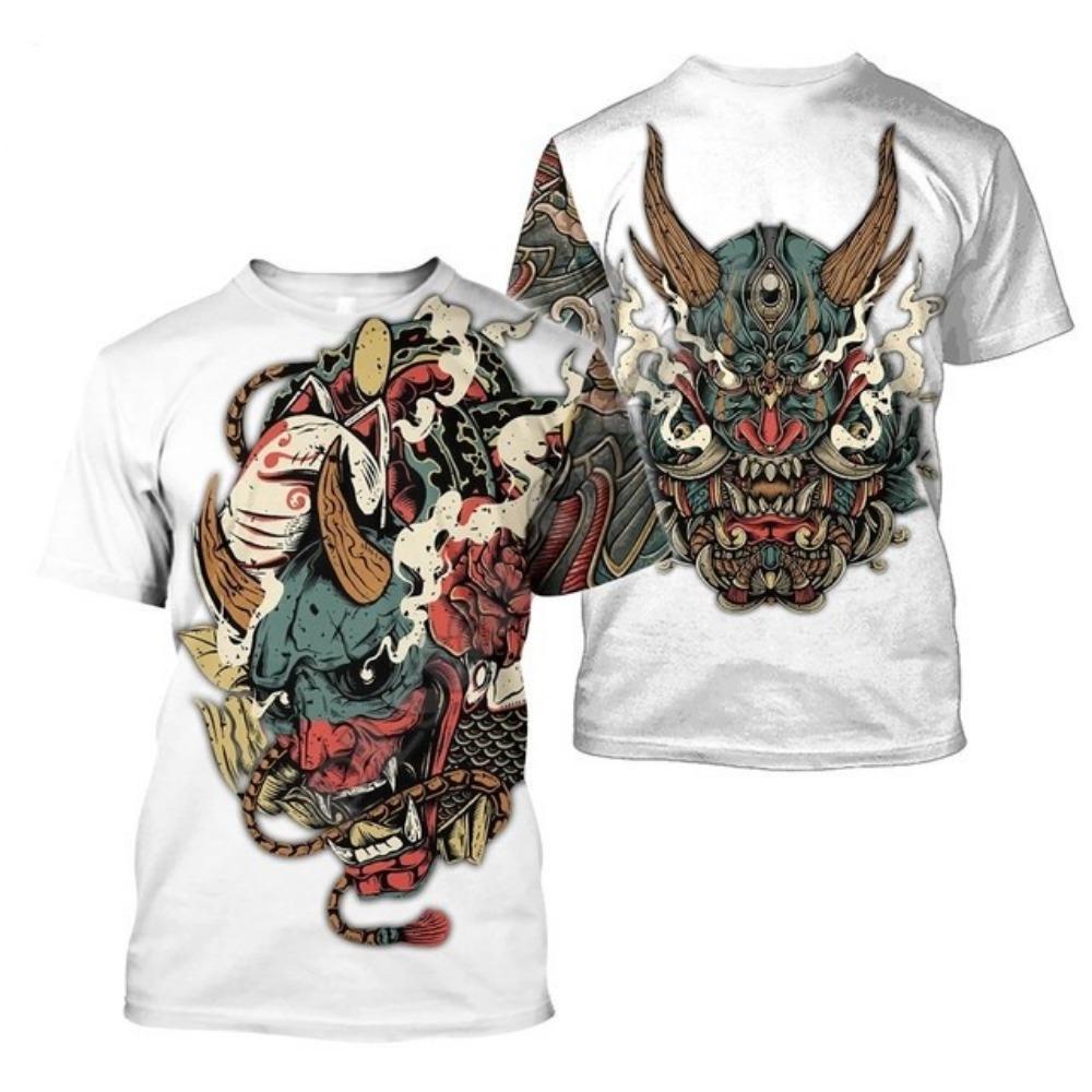 New Warrior Tattoo Men's T-shirt 3D Printed Art Mask Tattoo Short Sleeve T-shirt