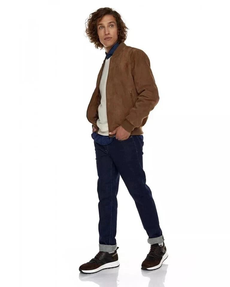 

Новая мужская замшевая куртка коричневого цвета из натуральной кожи ручной работы из натуральной овчины, стильная мягкая 3XL коричневый