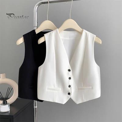Top Gilet da Donna Senza Maniche Gilet da Abito Monopetto Scollo a V Gilet Elegante Casual Giacca Gilet per Primavera Estate