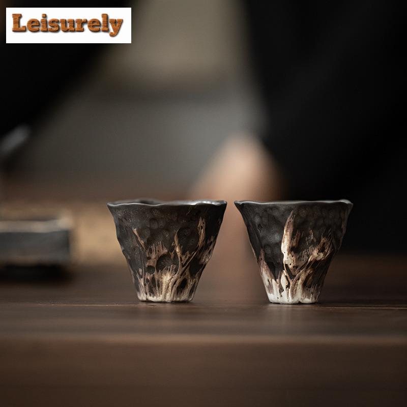 2 st/parti Japansk Lotusrim Grovkeramik Te-kopp Te-skål Mugge Te-provning Personlig Kopp Jianzhan Mästarkopper Dryckeskärl 50ml