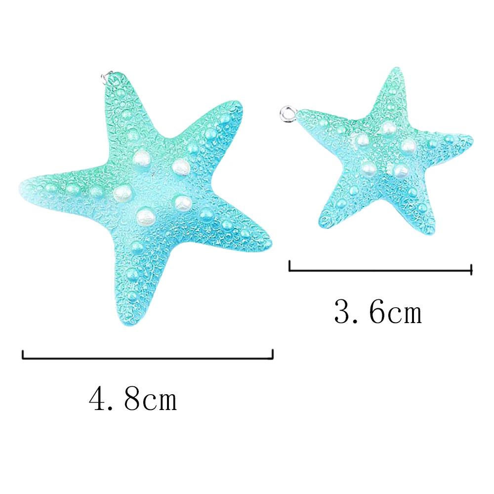 2 Pcs/Pack Gradient Starfish Pendant With Multicolor Resin Pearl Plane For DIY Bracelet Hair Earring Backpack Keychain Hanging Ornament Decor