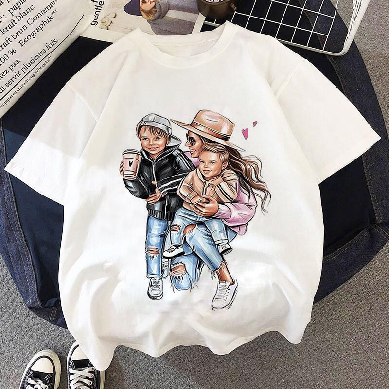 Mother Kids Kids T-shirts Girls Summer New Super Mom Dad Clothes Baby T Shirts Children Cute Sleeve Clothing Graphic T-shirt Tee