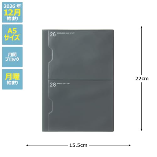 Laconic Planner 2027 A5 Monthly Pocket Black LAMD97-170BK (Starts December 2026)