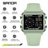 Sanda Transparent Electronic Square Watch with Large Dial for Students - Multifunctional Countdown Sports Wristwatch