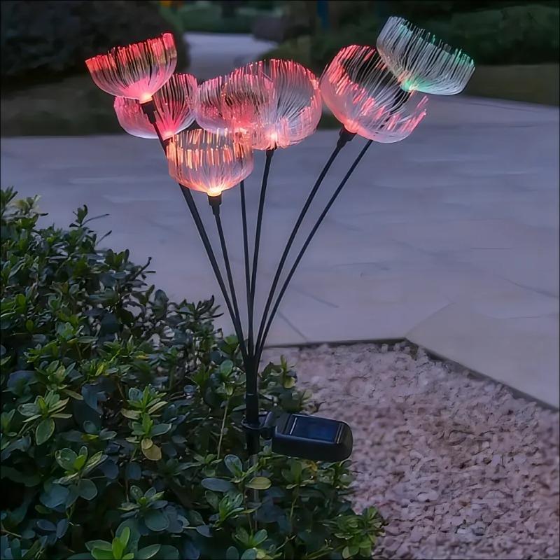 2pcs Outdoor Solar Jellyfish Light, Solar Pathway Lights Outdoor, Fiber Optic LED, Christmas, Courtyard, Garden, Villa, Lawn, Waterproof