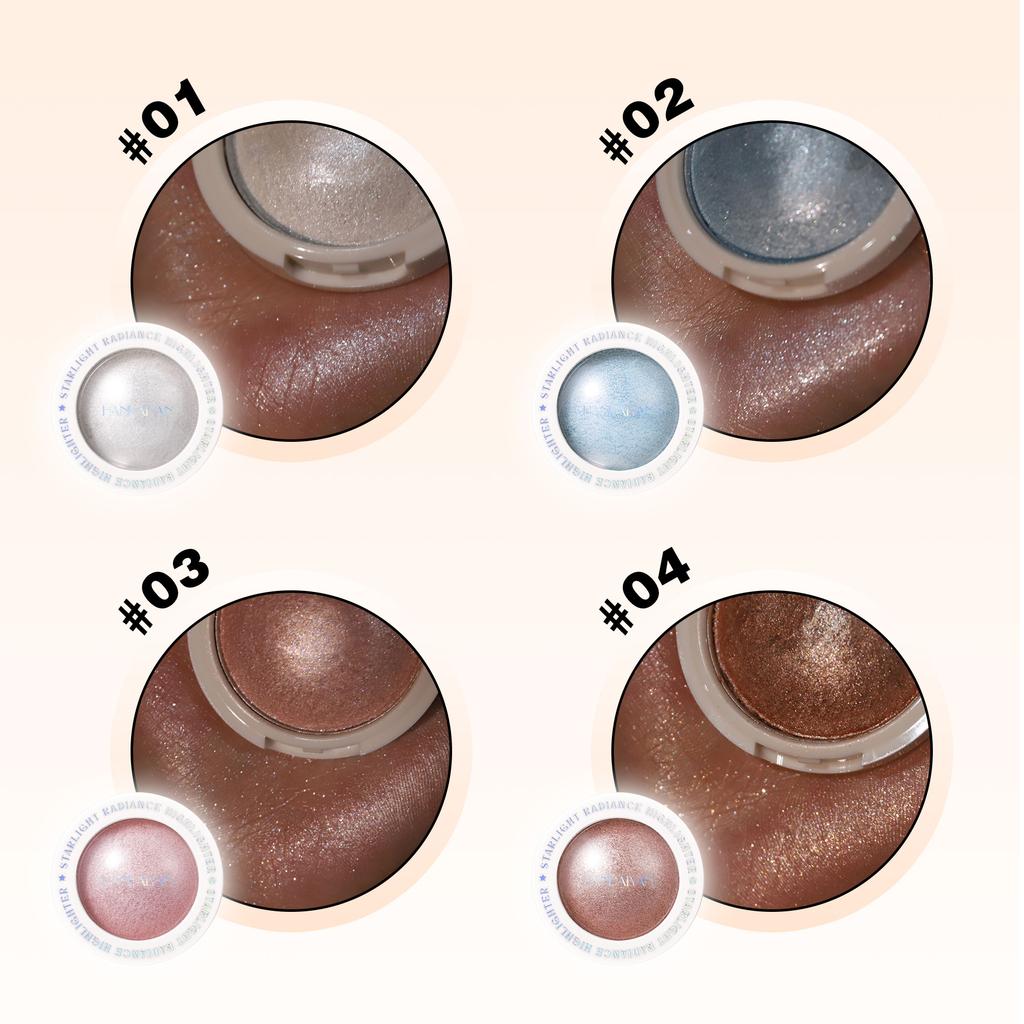 Langanhaltender Wasserfester Feiner Schimmer Highlighter, Natürlicher Glänzender Effekt, Kontur Aufhellen und Gesicht Modifizieren, Perlenschimmer Glattes Gebackenes Puder