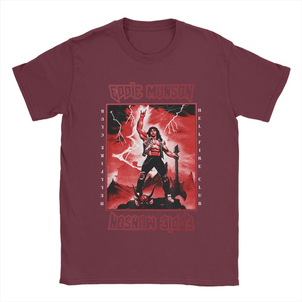 Unisexs TShirts Eddie Munson Lightning Guitar Power Fun Pure Cotton Tee Shirt Short Sleeve T Shirt Crewneck Clothes Plus Size