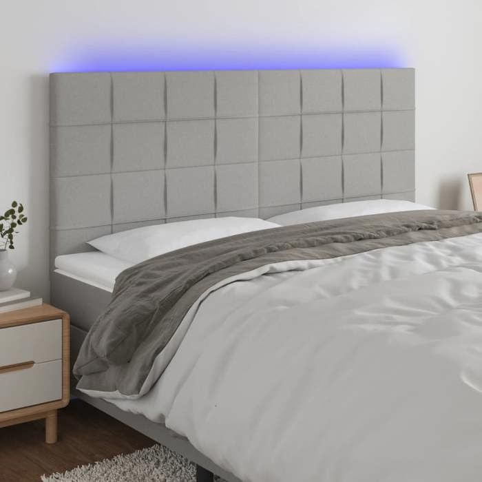 VidaXL Tête de Lit à LED Meuble de Chambre à Coucher Accessoire de Lit Double Tête de Cadre de Lit Intérieur Gris Clair 3122438