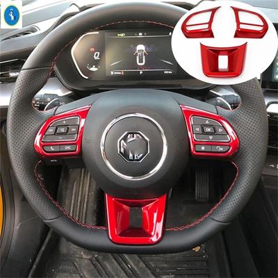 ABS For MG ZS 2018 - Car Steering Wheel Decor Cover Trim Carbon Fiber / Red / Silver / Black Brushed Interior Accessories