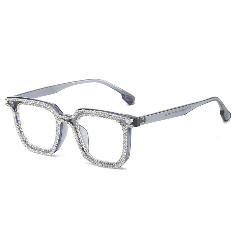 Square Glasses Frame, Personalized Diamond-Encrusted Pc Flat Glasses, Douyin Funny And Exquisite Sunglasses.