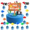 Retirement Fishing Theme Birthday Party Decoration La Flag Latte Cake Plug-In Set Custom Handmade