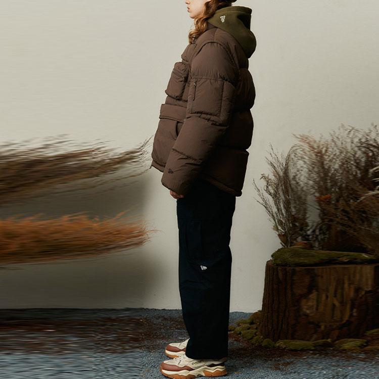 New Era Solid Color Detachable Long Sleeve Cotton Jacket Unisex jackets Brown 13338561