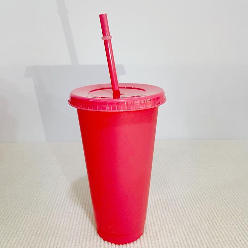 Reusable Drinkware With Straws,Lid Flash Powder Water Bottle Plastic Tumblers Straw Drinking Cup Cold Drink Tumbler