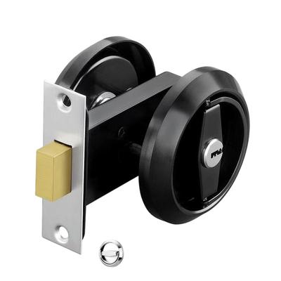Cerradura de Puerta Empotrada Elegante de Acero Inoxidable 304, con Tirador de Copa Oculto | Uso en Puertas de Bolsillo de Privacidad Ideal para el Hogar Negro