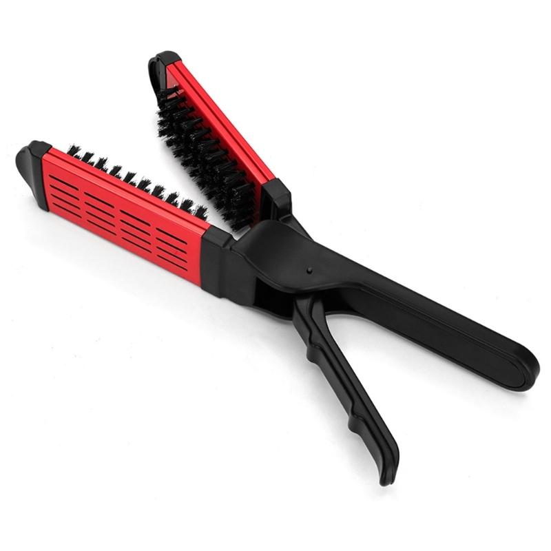 Double Sided Straightening Brush Clamp Hair Brush V-Shape Hair Styling Comb Hairdressing Tool for Home Barber Shop