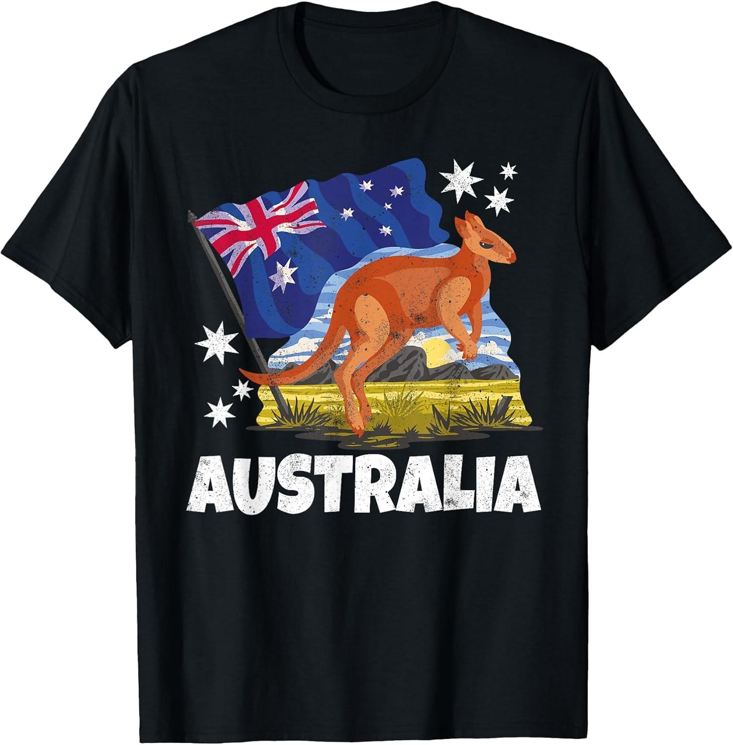 NEW LIMITED! Kangaroo Patriotic Australian Flag Australia Tee - MADE IN USA M