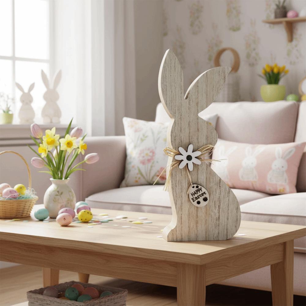 Vintage Easter Bunny Crafts Minimalist Wooden Rabbit Decoration  Window Display