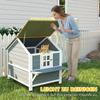 Wooden Cat House, 2-Story Cat Den with Waterproof Flip-Up Roof, Side Platform, 101x72.5x81cm, Grey