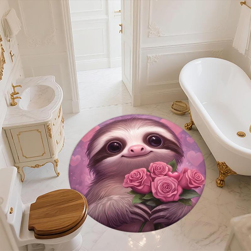 Pink Sloth Pattern Round rug,Carpet Rug for Living Room Bedroom Playroom ,Non-slip Floor Mat,Holiday Gifts and Birthday Gifts.