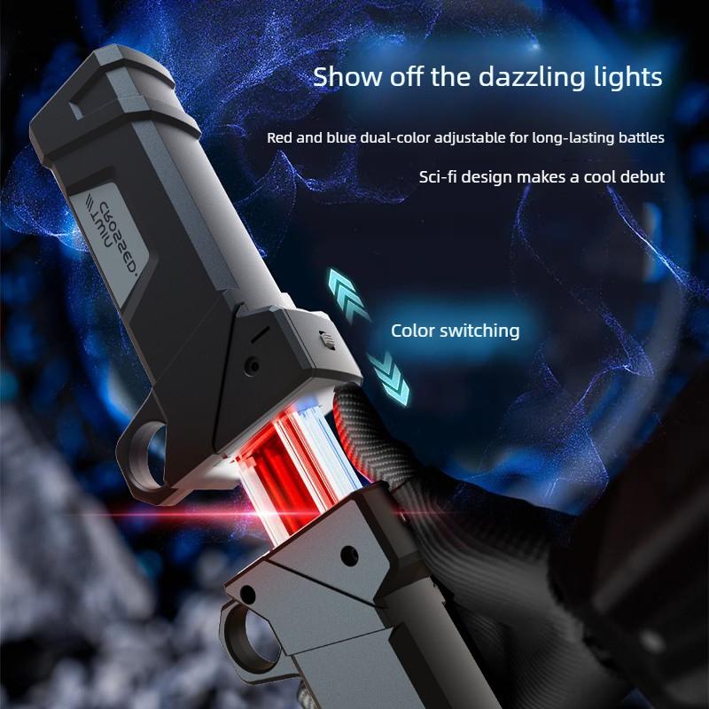 Non-Toxic Kids Telescopic Sword With Red And Blue Light 2-In-1 Rotating Decompression Toy Glowing Sword Toys Cosplay Props Interactive Toy