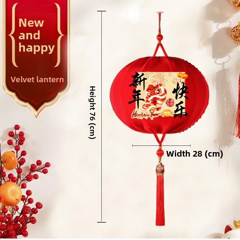 Chinesische Neujahrs-Rotfilz-Laternen Mit Gestickten Zitaten Für Feiertags-Heimdekoration