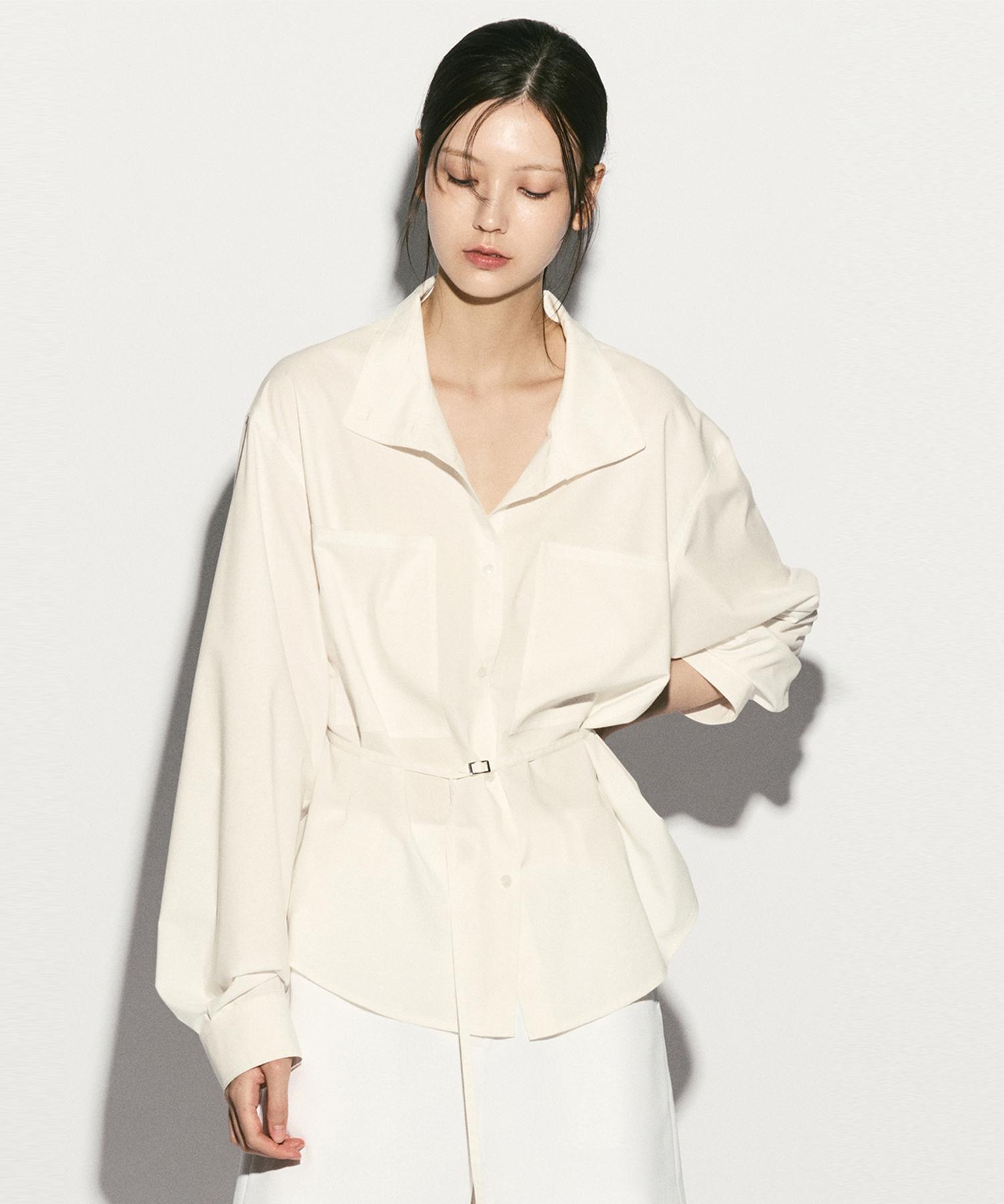 Rie Funnel Neck Belted Blouse White White/Free