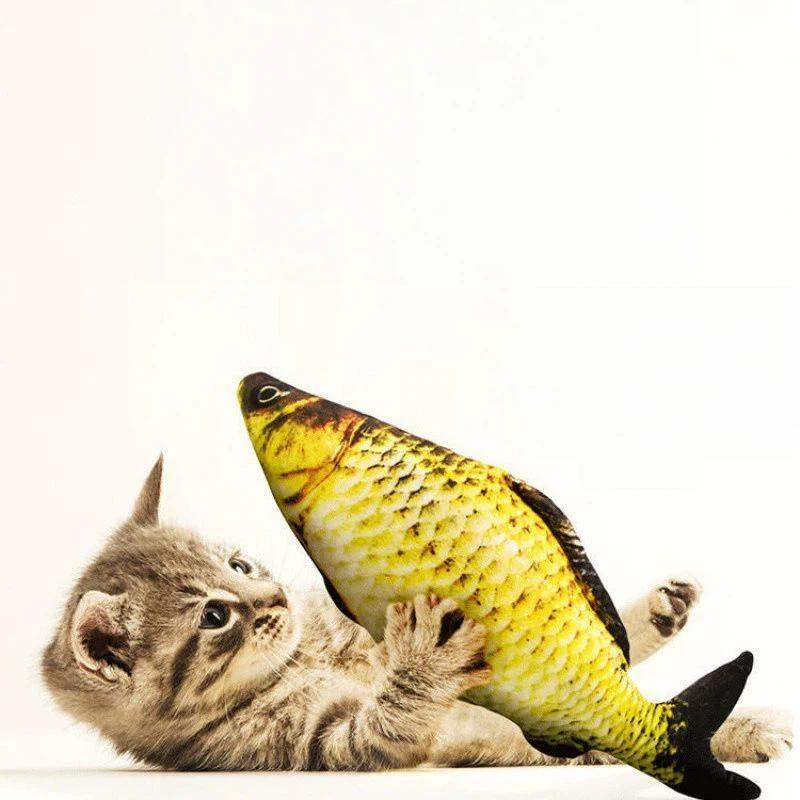 Realistisches Katzenminze-Fisch-Stofftier 1 Stück Weich Kaubar Zahnpflege Haustierspielzeug für Katzen Langeweile lindern Perfekt für Haustiergeschenke
