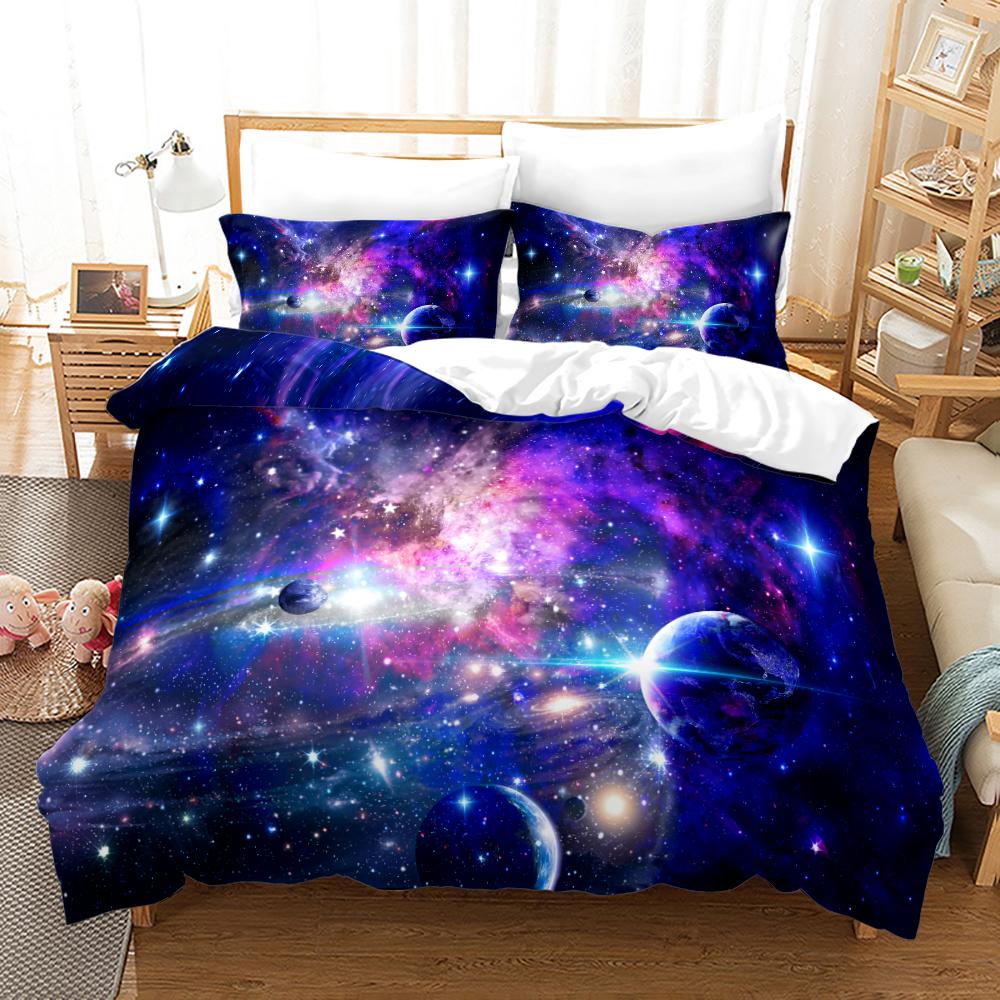 Space Galaxy Bedding Set Bedspread Single Twin Full Queen King Size Sky Milky Way Planet Bed Set Aldult Kid Duvetcover 06