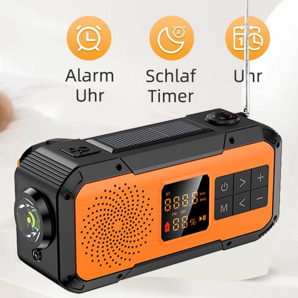 Multifunkční nouzové FM AM rádio Bluetooth reproduktory 5000mAh PowerBan DAB+ rádio Ruční klika Solární USB nabíjení