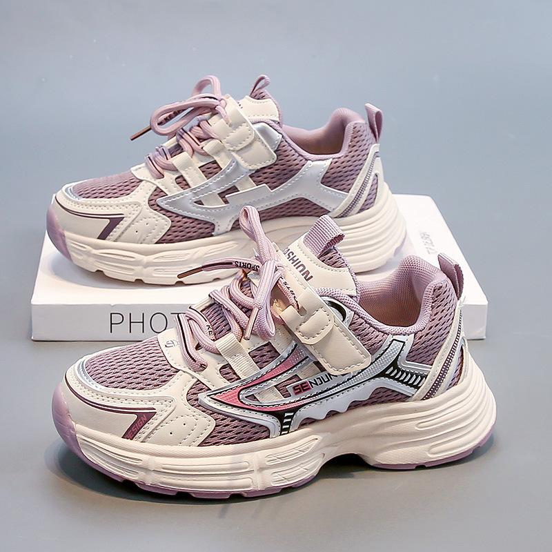 Girls casual sports shoes 2025 autumn new fashion boys dad shoes non-slip soft-soled breathable running shoes