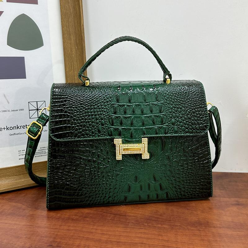 New Wind Crocodile Pattern Briefcase Bag Portable Shoulder Oblique Span Women's Bag