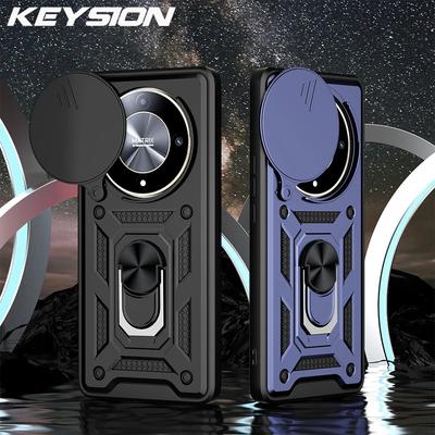 KEYSION Odporna na wstrząsy obudowa do HONOR X9b 5G przesuwana osłona obiektywu aparatu stojak z pierścieniem obudowa telefonu do Huawei Honor Magic 6 Lite 5G
